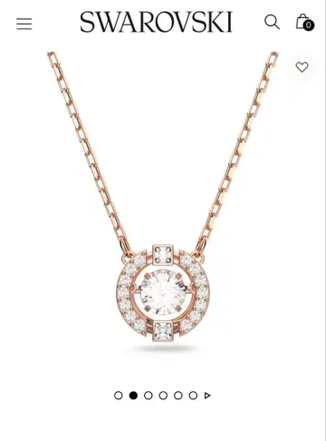 Swarovski 목걸이 라운드컷 로즈골드톤 플래팅