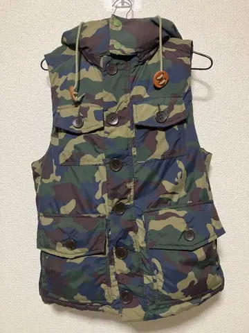 John Bull 카모 패턴 후드 부착 다운 베스트 L