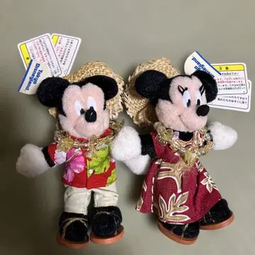 디즈니 레트로 미키 미니 봉제 인형 배지 하와이안