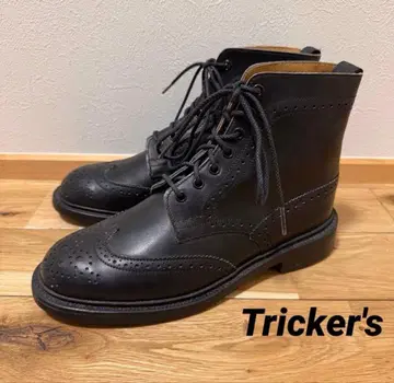Tricker's 블랙 브로그 부츠