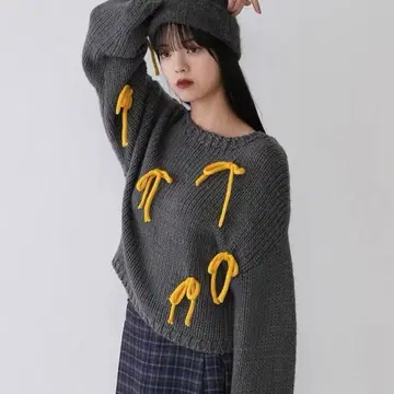 uenui many ribbon knit - gray