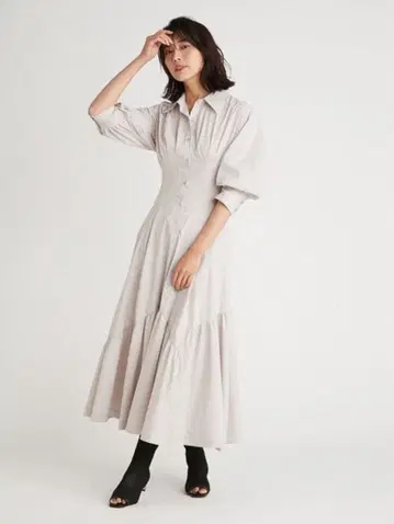 라이트 그레이지 랜덤 티어드 셔츠 원피스 FRAI I.D