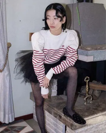 bibiy B.BORDER PUFF KNIT