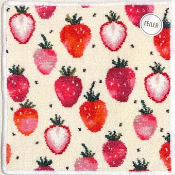 페이러 타월 손수건 스트로베리 도트 아이보리