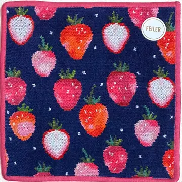 페이러 타월 손수건 스트로베리 도트 네이비 x 라이트 와인