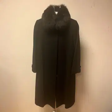[컨디션 최상] 캐시미어 100% 폭스 카라 부착 롱 코트
