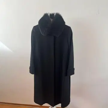 [컨디션 최상] 일본제 캐시미어 100% 폭스 카라 부착 롱 코트