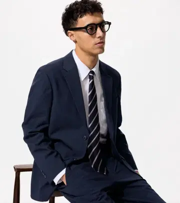 유니클로 새상품급 셋업 감동 자켓+감동 팬츠 네이비 M