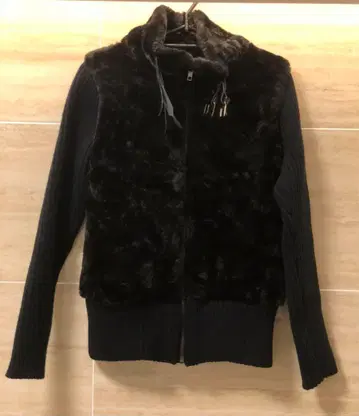 레어 GEORGES FRANCE 블랙 퍼 니트 자켓