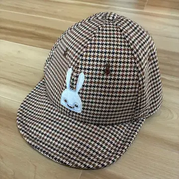 cune 큔 체크 무늬 토끼 캡