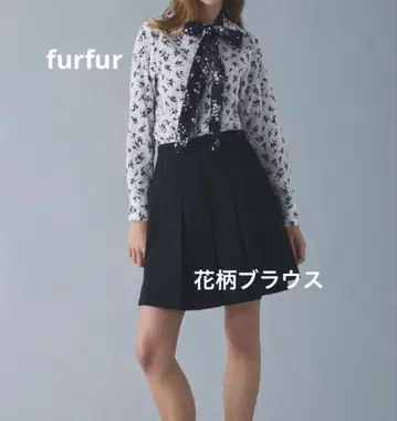 furfur 꽃무늬 리본 블라우스 긴팔 미니 꽃무늬