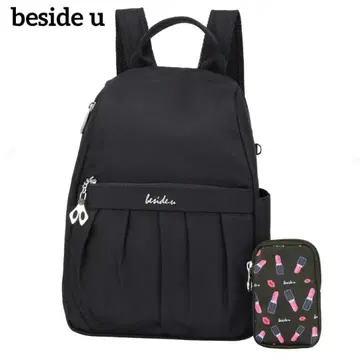 [새상품급] beside u 백팩 실키 블랙 비사이유 나일론 발수 경량