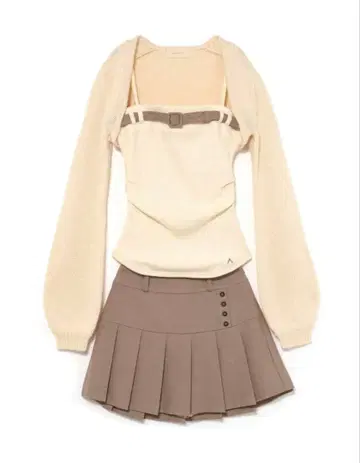 ANDMARY Heidi belt pleats set up ivory