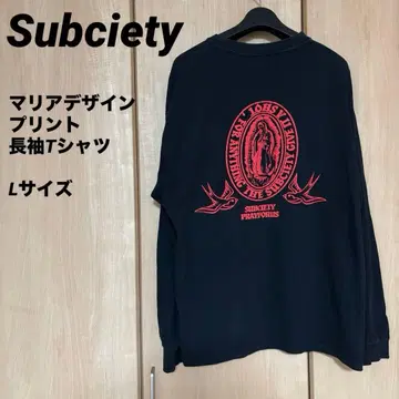 Subciety 마리아 프린트 롱T 긴팔T셔츠 L 사이즈 블랙