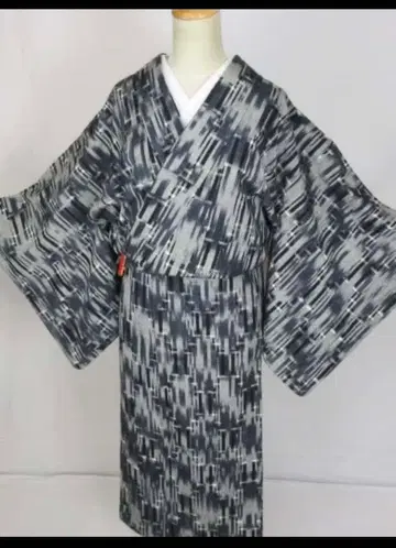 추상 무늬  기모노 그레이 계열 이중 기모노