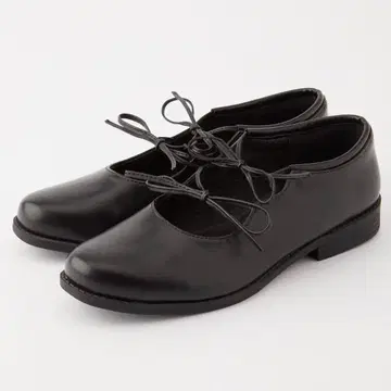 BONLECILL noir 더블 리본 스트랩 발레 슈즈