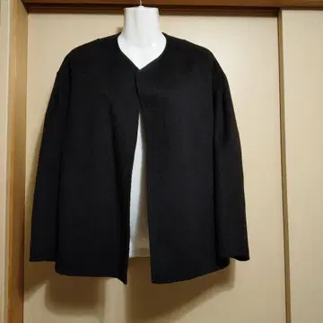 블랙 노카라 자켓 울 혼방 사이즈 0
