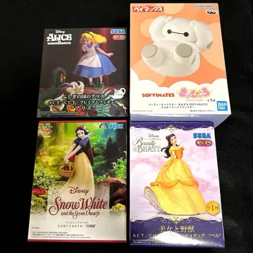 디즈니 백설공주/미녀와 야수 벨/앨리스/베이맥스 피규어 4체 세트