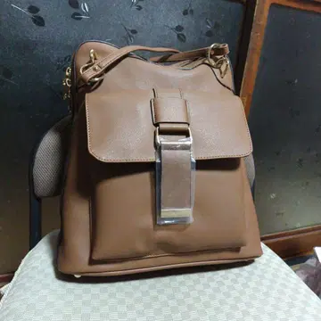 브라운 합성 피혁 2웨이 백팩 백