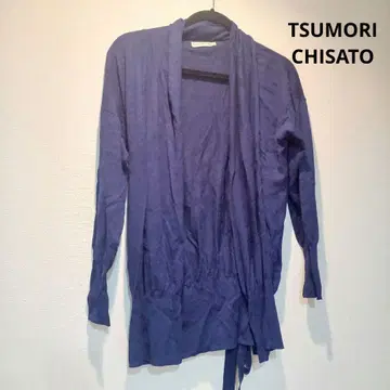 [ 새상품급 ] TSUMORI CHISATO 블루 가디건 허리 리본