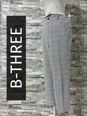B-THREE 비쓰리 체크 무늬 크롭 팬츠 42 모노톤 화이트 블랙