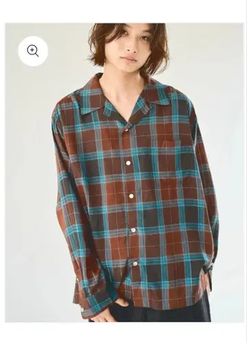 CAMPHOR WOOD 라메 옴브레 레이온 체크 셔츠