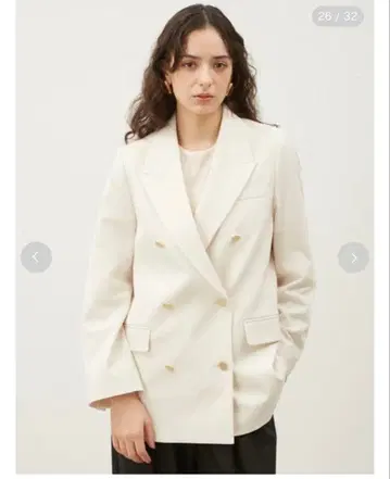 미라 오웬 금장 버튼 더블 브레스트 오버 자켓