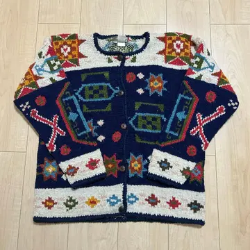 구제 빈티지 니트 울 100% 볼리비아제 가디건