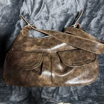 브라운 합성 피혁 핸드백