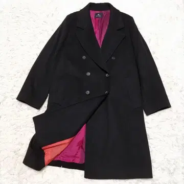 고급 폴스미스 롱 코트 더블 체스터 코트 벨트 안감 핑크