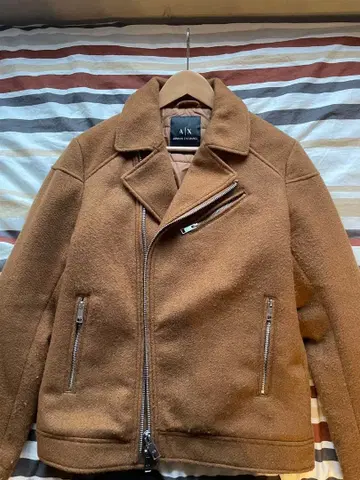 Armani Exchange 울 혼방 브라운 라이더 자켓