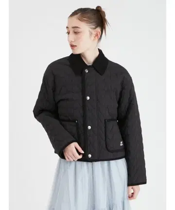 FURFUR 하트 퀼팅 블루종 블랙