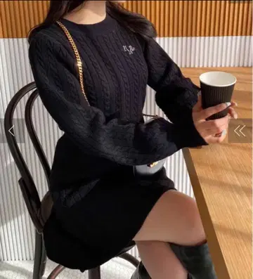 (LIMMSE) 리브 니트 원피스 NICE CLAP 블랙