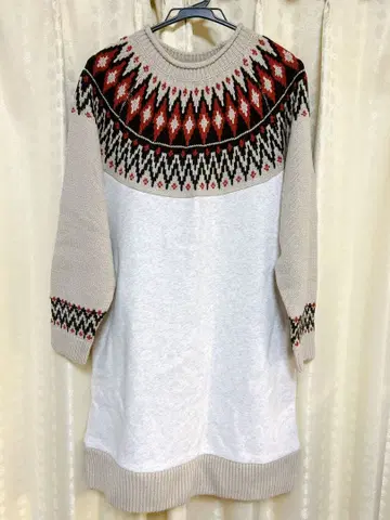 BEAMS HEART 노르딕 무늬 니트 원피스