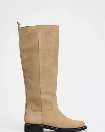 베이지 가죽 스웨이드 롱 부츠 39 새상품