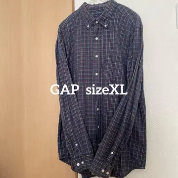GAP 네이비 계열 체크 코튼 긴팔 셔츠 XL