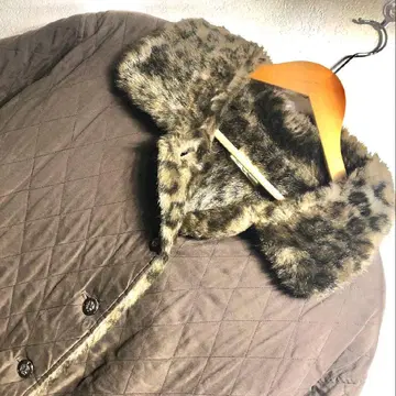 브라운 퀼팅 자켓 퍼 포함 여성용 남성용 빈티지 새상품급