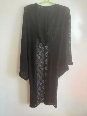 대중연극 블랙 레이스 겉옷 후드 부착