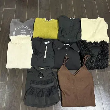 여성용 가을/겨울 묶음 판매 니트 상의 원피스 10점