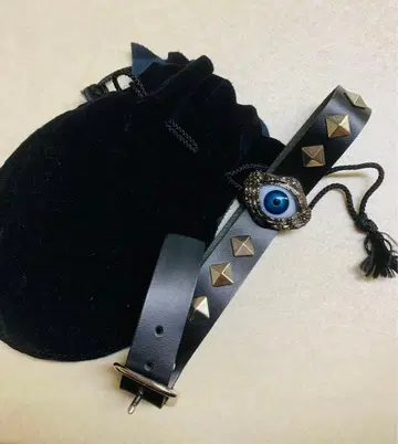 hide 눈알 가죽 블랙 블랙 가죽 초커 스트랩 목걸이