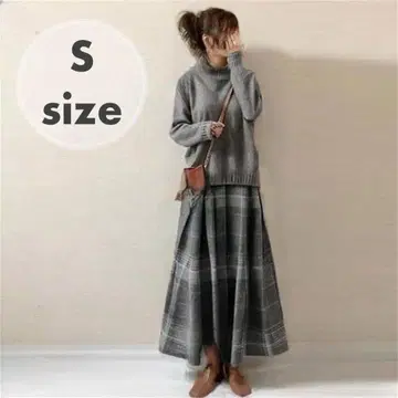 셋업 체크 스커트 하이넥 스웨터 S 바이컬러 스타일리시