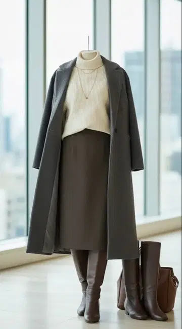 [ 새상품 ] 택 포함 인기 브라운 타이트 스커트 무릎 기장 슬릿 포함