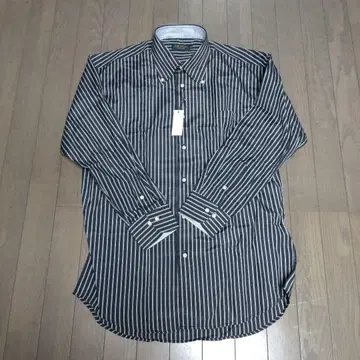 긴팔 셔츠 셔츠 스트라이프 버튼다운 셔츠 블랙 화이트 스트라이프