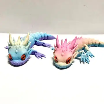 도마뱀형 피규어 파랑 보라색 핑크 2개 세트