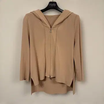 FOXEY 후드 부착 베이지 가디건 38