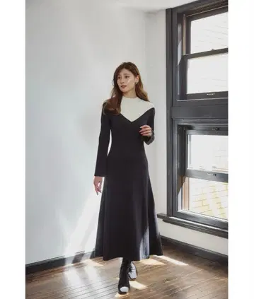 Two-Tone Cable Knit Dress Her lip to