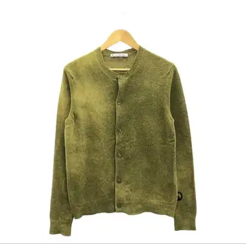 원포인트 로고 그라데이션 니트 가디건 카키