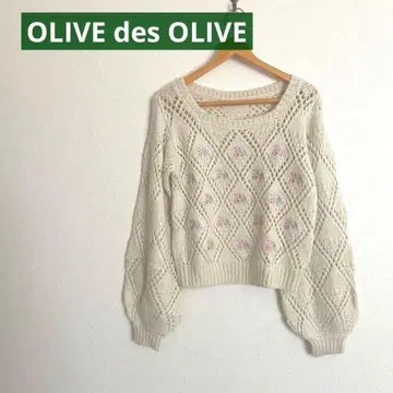 OLIVE des OLIVE 크림색 다이아몬드 편직 스웨터 F 사이즈