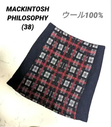 울 38 M 무릎 기장 스커트 매킨토시 철학 해리스 트위드