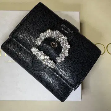 JIMMY CHOO 블랙 3단 폴더형 지갑 반짝이는 크리스마스
